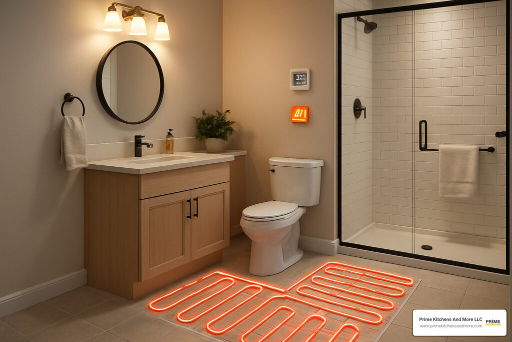 heated floor small bathroom