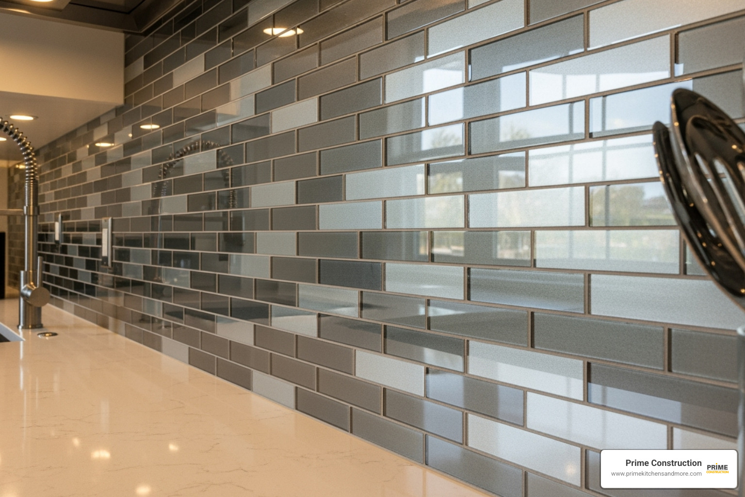 setting glass tile backsplash