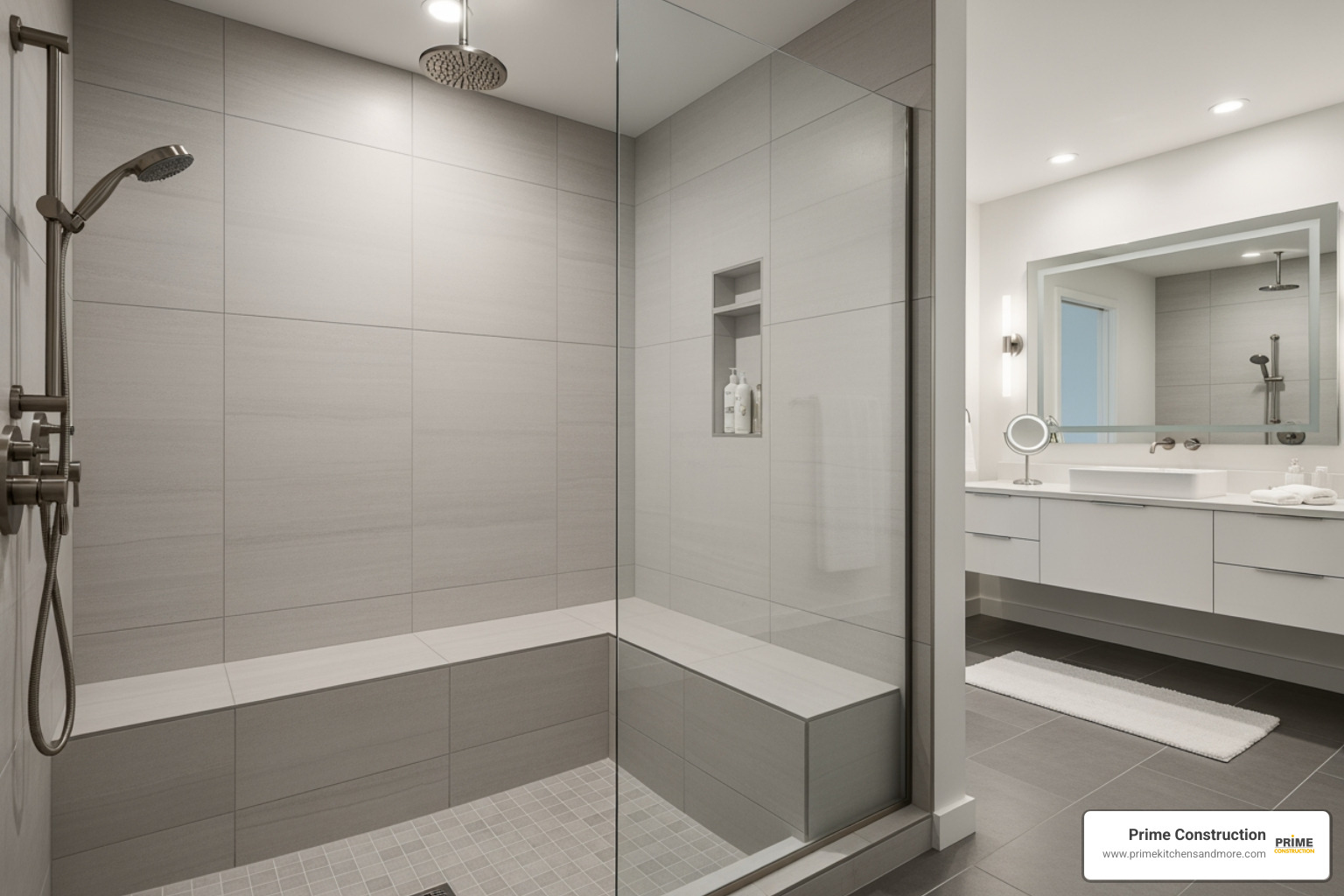 built-in shower bench