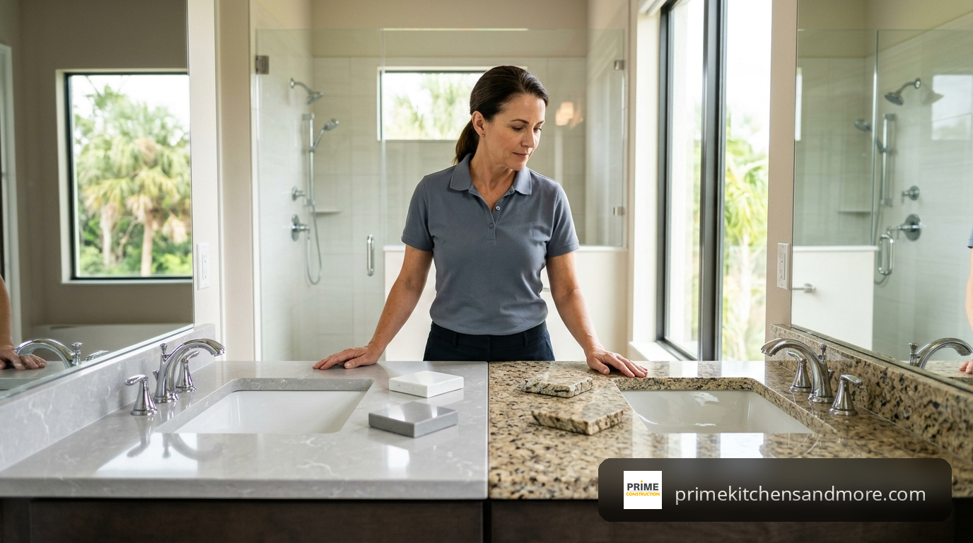 Quartz vs Granite Countertops Bathroom in Orlando FL: The Complete 2026 Guide - quartz vs granite countertops bathroom