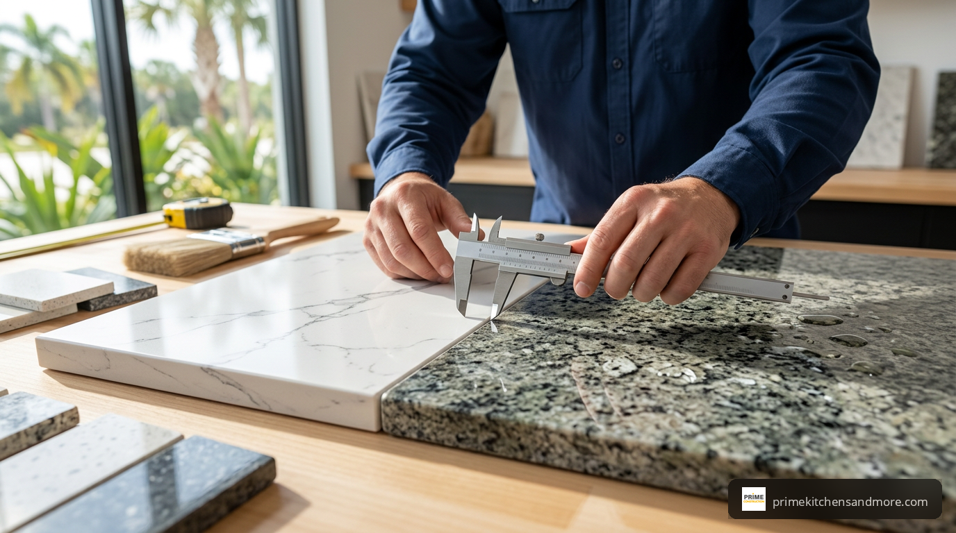 quartz vs granite bathroom countertops in Orlando FL