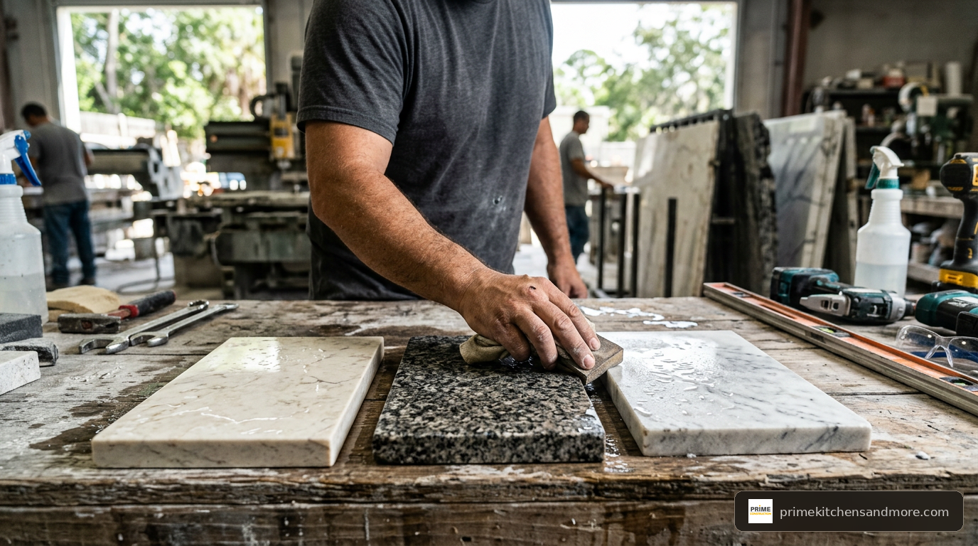 durable bathroom countertop materials comparison in Orlando FL